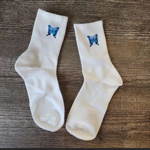 Butterfly print crew socks
